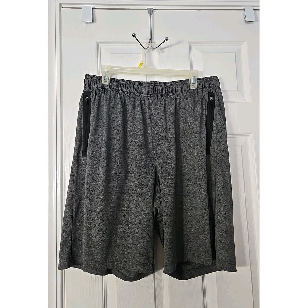 Mitre Tech‎ Running Shorts Men XL Gray Elastic Waist Drawstring Vented 9" Inseam